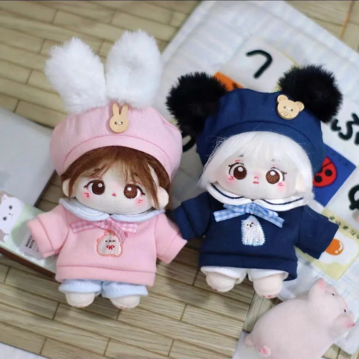 

10cm Cotton Doll Kawaii Doll Clothes 3pc/set Sailor Suit Cartoon Soft Stuffed Cotton Doll Changing Clothes Games Girls Gifts