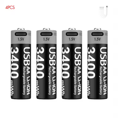 Kuugro Li-ion AAA and AA Rechargeable Batteries USB Lithium-ion 3400mWh 1.5V AA Rechargeable Batteries+1100mWh 1.5V AAA Battery - Image 8