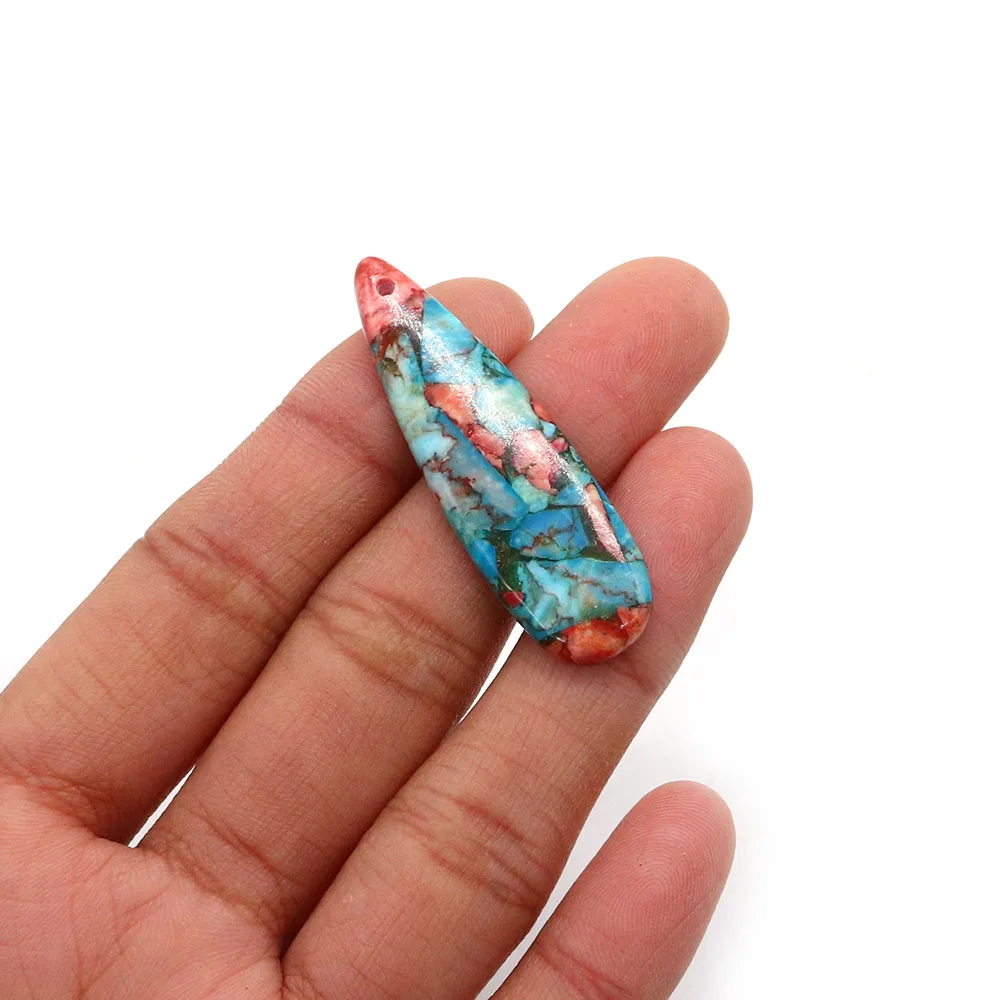 

Creative Colorful Natural Stone Polished Teardrop-shaped Single-hole Loose Pendants DIY Necklace Jewelry Materials Accessories