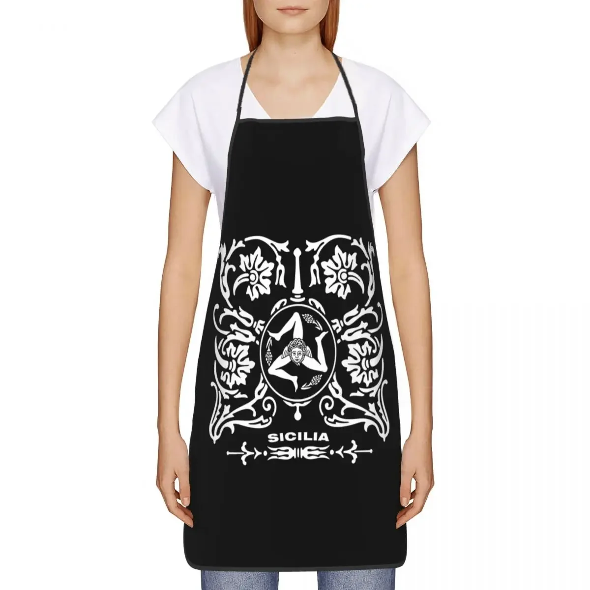 Sicilia Sicily Love Trinacria Logo Apron Adult Women Men Chef Tablier Cuisine for Cooking Kitchen Italy Sicilian Pride Baking