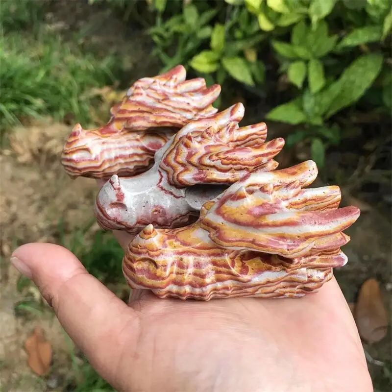 

7.8CM Natural Dragon Skull Bed Wooden Crystal Carved Polished Animal Powerful Statue Crafts For Home Decoration Gift 1PCS