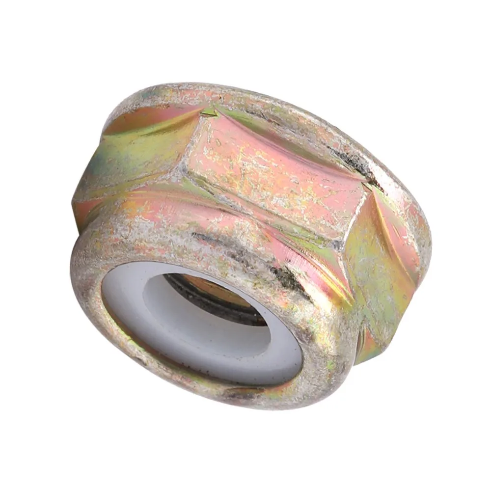 10pcs Durable Gold Blade Nut Metal Left Hand Thread Flange Nut Universal Anti-Loosening Line Replacement Parts