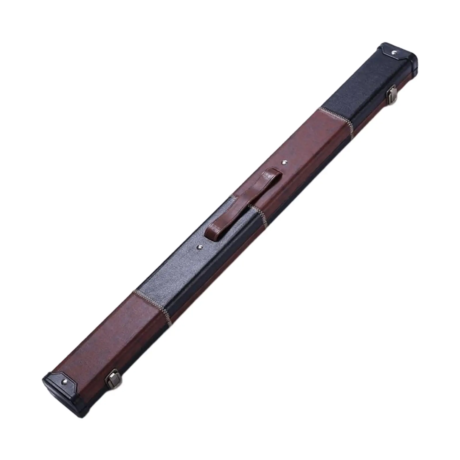 Snooker Pool Cue Case Hard PU Leather Wood Shell Foam Lined Protective Box with Handle and Metal Catches