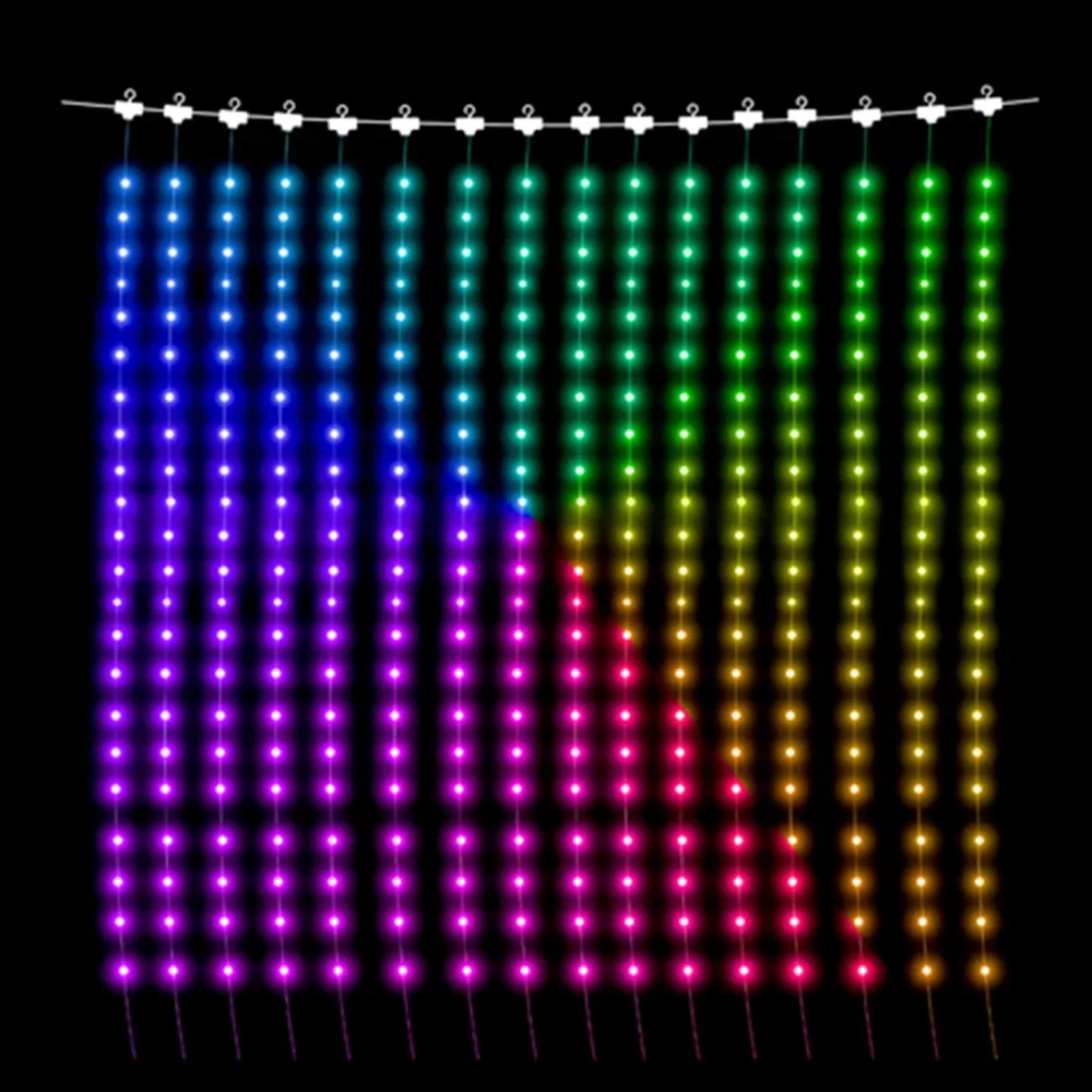 أضواء الستار الذكية LED RGB مع تطبيق الموسيقى يتحكم في ضوء الجنية DIY سلسلة مصباح نافذة الحفلات ستارة غرفة نوم عيد الميلاد ديكو