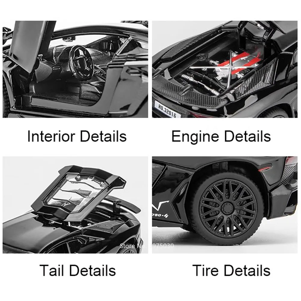 ランバー-ラバータイヤ付きスポーツカーLP750-4 g800,音楽の軽い車,ホイールのおもちゃ,子供の日のギフト,1:32スケール
