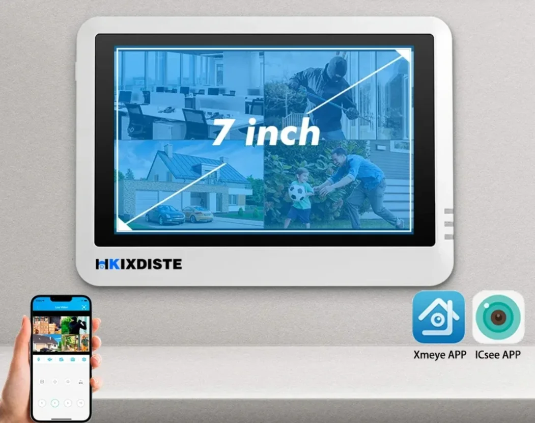 Icsee AOV WiFi 4MP 8CH 7 بوصة LCD NVR نظام كاميرا الأمن بالطاقة الشمسية واي فاي في الهواء الطلق AOV اللاسلكية المزدوجة عدسة نظام كاميرا PTZ الشمسية #3