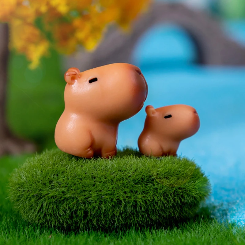 Miniatuur Cartoon Capybara Model Beeldje Bureau Tuin Landschap Ornament Hars Ambachtelijke Home Office Decor Auto Desktop Decor Geschenken