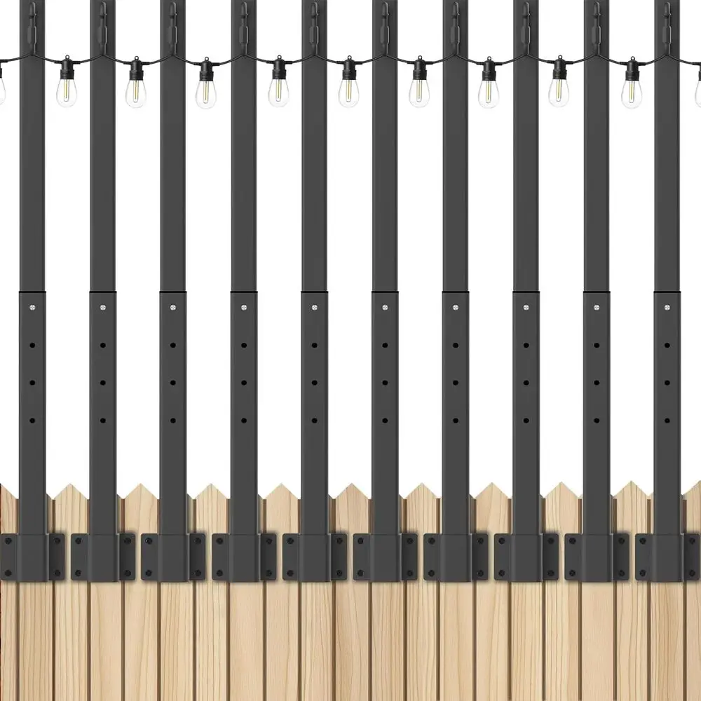 

10 Pack String Light Poles,2.8 t Light Poles or Outside String Lights,Outdoor Lights Pole with ork,Metal Poles Stand or Patio De