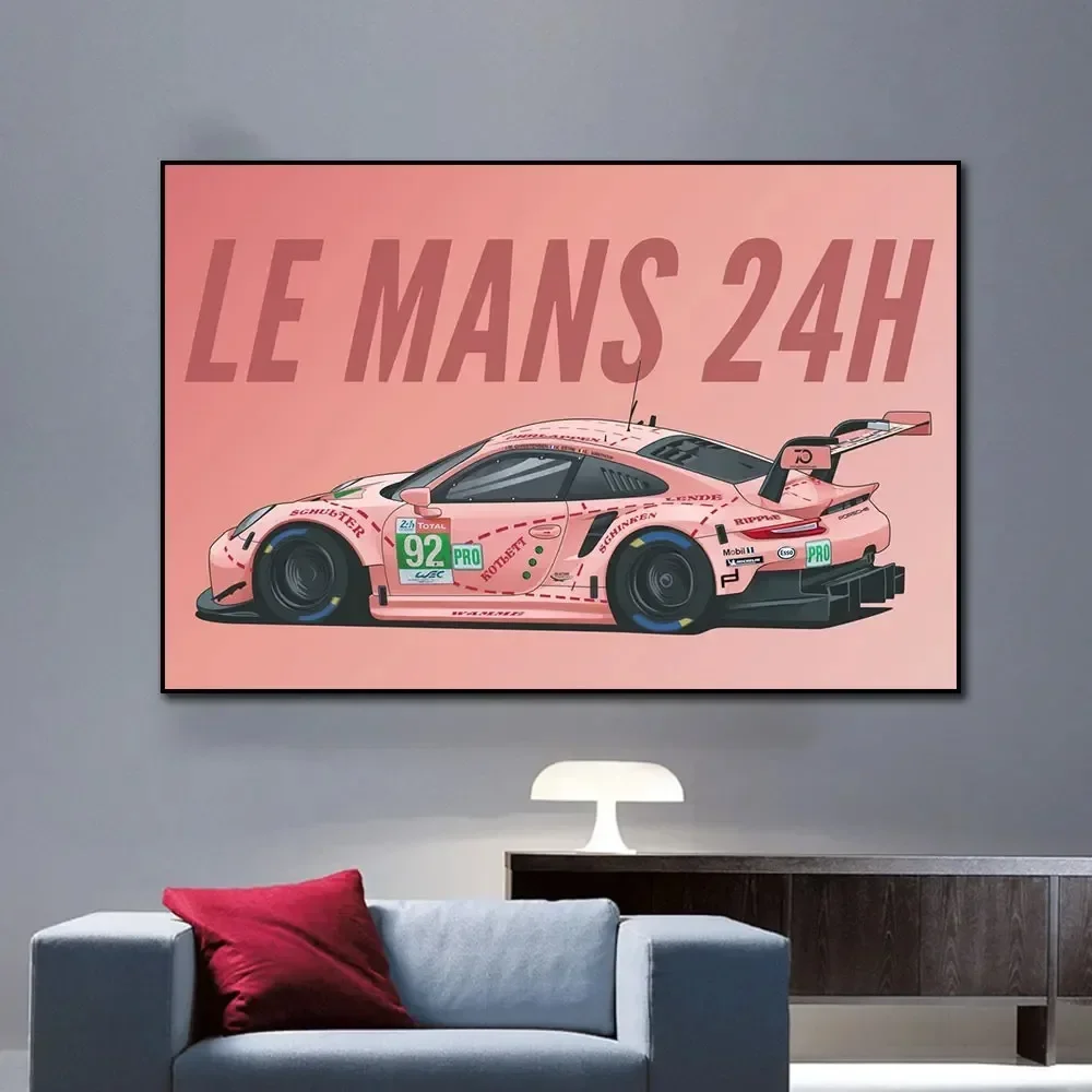 911 لون 24 ساعة من Le Mans الكلاسيكية سباق السيارات المشارك طباعة حائط لوح رسم صورة فنية لغرفة المعيشة
