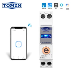 TOMZN Din Rail WIFI Circuit Breaker Smart Switch Remote Control by Ewelink Smart Home 18mm 63A without metering function