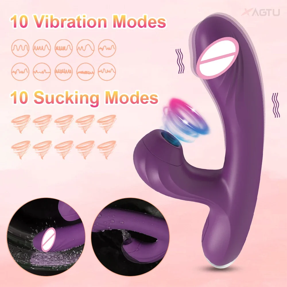 Clit Sucker 2 in 1 Vibrator Dildo for Women G-Spot Clitoris Vacuum Stimulator Heating Dildo Female Sex Toy Adults Goods