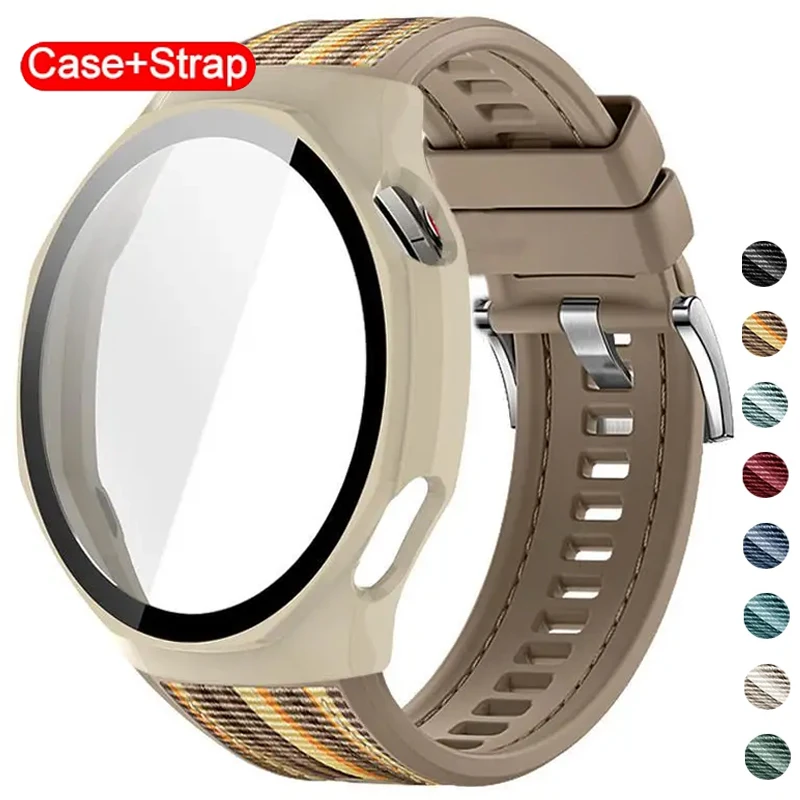 

PC Case+Soft Silicone Strap For Huawei GT6 Pro 46mm Woven Nylon Bracelet Band With PC Protector Bumper Shell Cover
