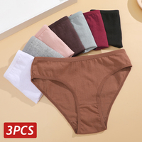 3PCS/Set Cotton Panties Women Briefs Jacquard Design Women Panties Sexy Female Underpants Solid Color Intimate Pantys S-XL