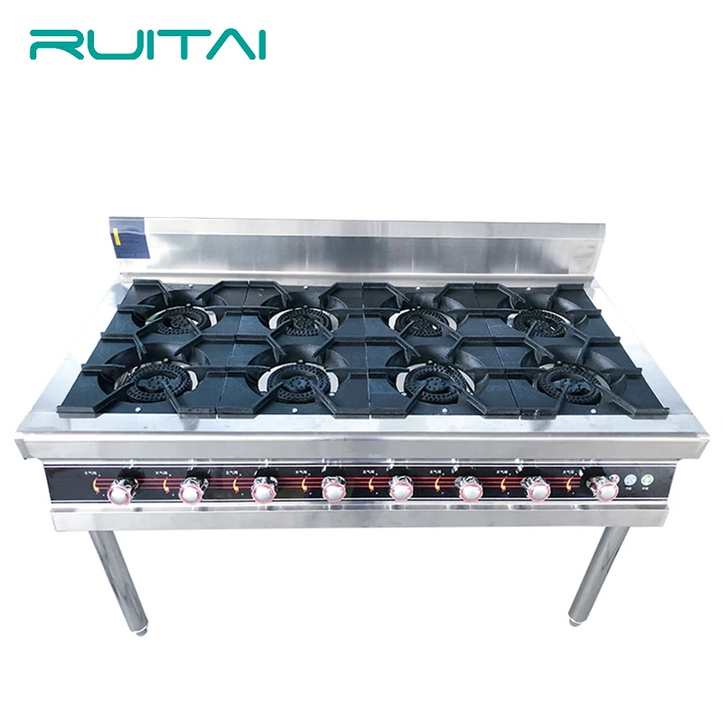 Hotel Restaurant Industrial Kitchen 201 Stainless Steel Gas Stove Commercial Gas Stove 8 Burner