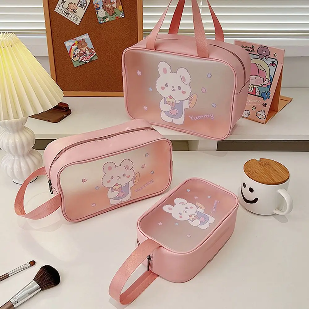 PVC Cosmetic Bag Transparent Waterproof Lipsticks Earphone Cable Storage Bag Cartoon Cow Wash Bag