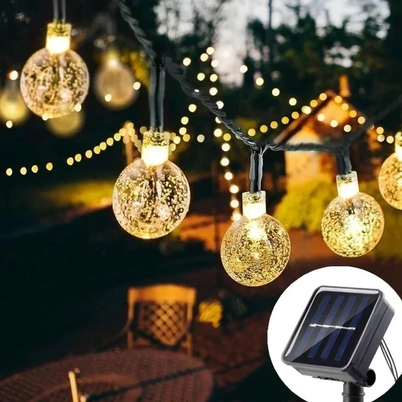 Solar Crystal Globe String Lights LED 8 Lighting Modes Outdoor IP65 Fairy Light Christmas Garland for Garden Party Wedding Decor