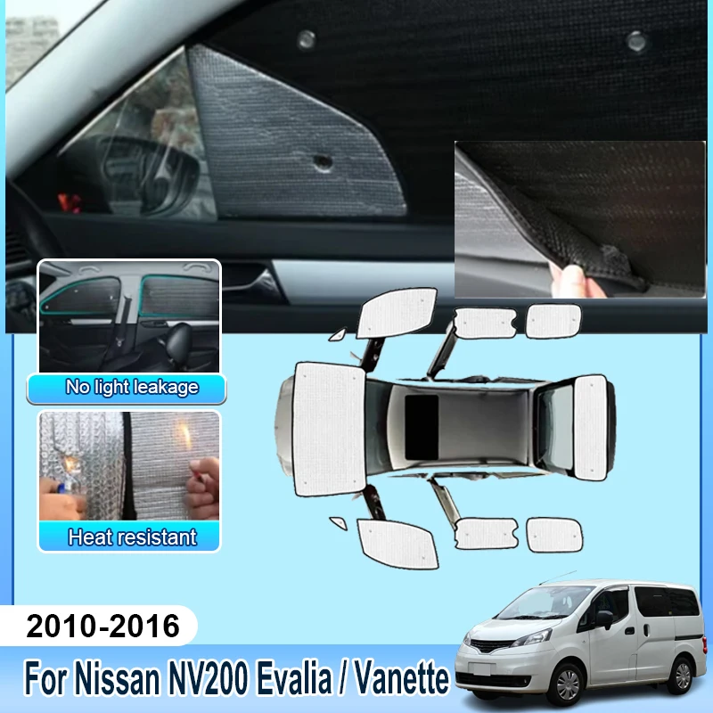 For Nissan NV200 Evalia Vanette 2010-2016 Full Privacy Window Visors Windshield Curtain Anti-UV Windows Covers Auto Accessories