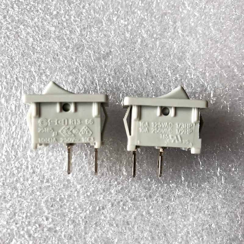 1~5pcs/lot R13-66 Gray Boat-shaped Switch with 2 Contacts Two-Position Lever-Type Toggle Power Switch 10A Capacity