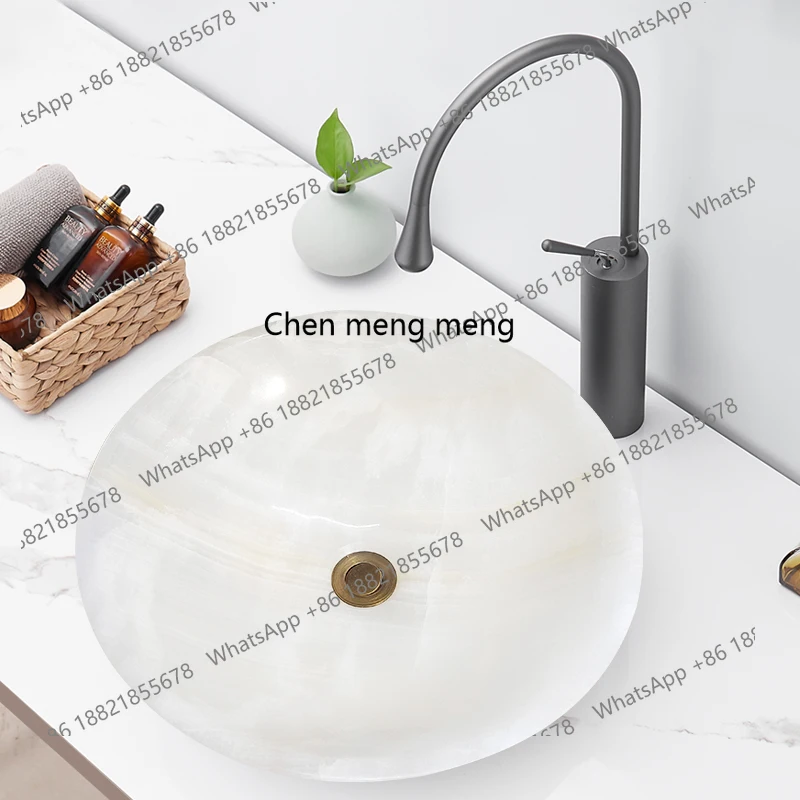 

Minimalist bathroom small apartment natural jade wash basin marble, hand wash, basin