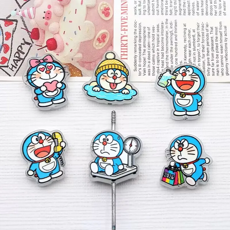 

10PCS Doraemon PVC focal Beads For Jewelry Making DIY badge reel Bead Pen keychain Accessories