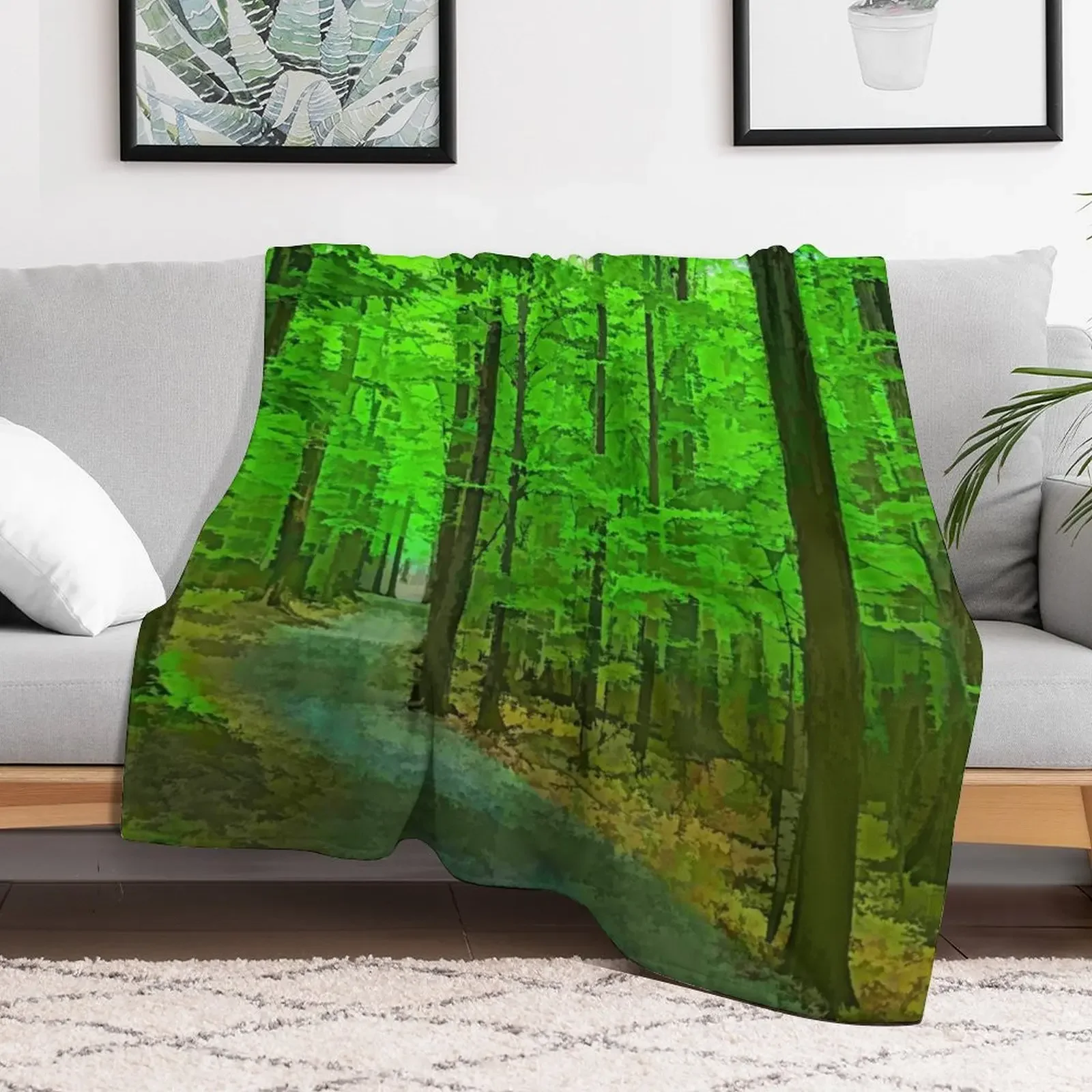 Green Trees - Impressions of Summer Forests Throw Blanket Long Lasting Soft Plush Blanket for Daily Use