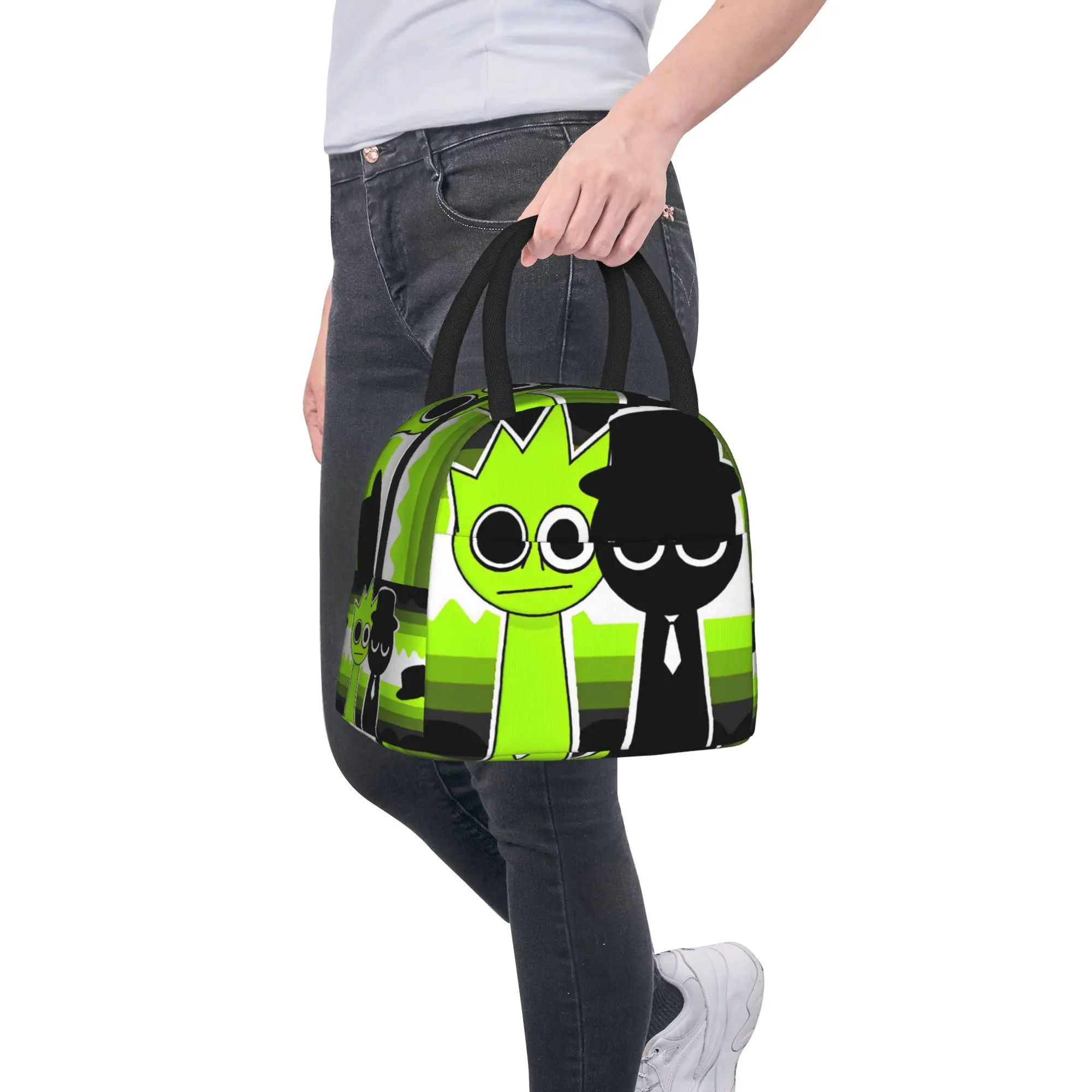 

Мультяшная сумка-холодильник Sprunki для обедов, многоразовая, герметичная, для мужчин и женщин, для офиса и пикника