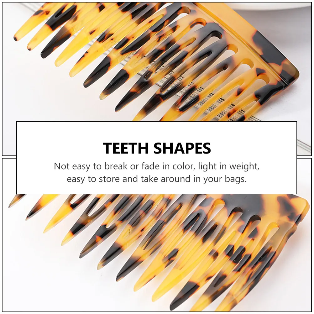 Leopard Print Acetate Hair Side Combs for Women – Retro French Clips with Strong Hold, 2 Pcs