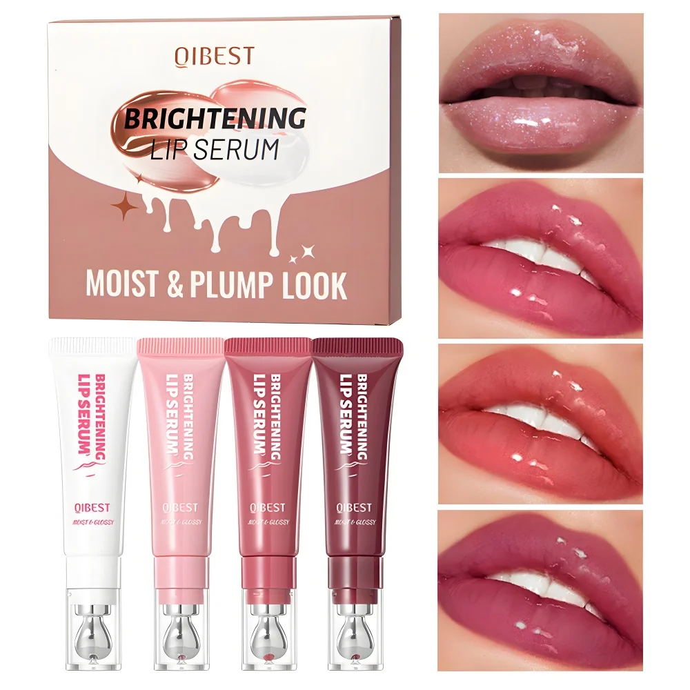 4-teiliges Lipgloss-Set, feuchtigkeitsspendend, einfach aufzutragen, leicht, wasserfest, natürliches Lippen-Make-up