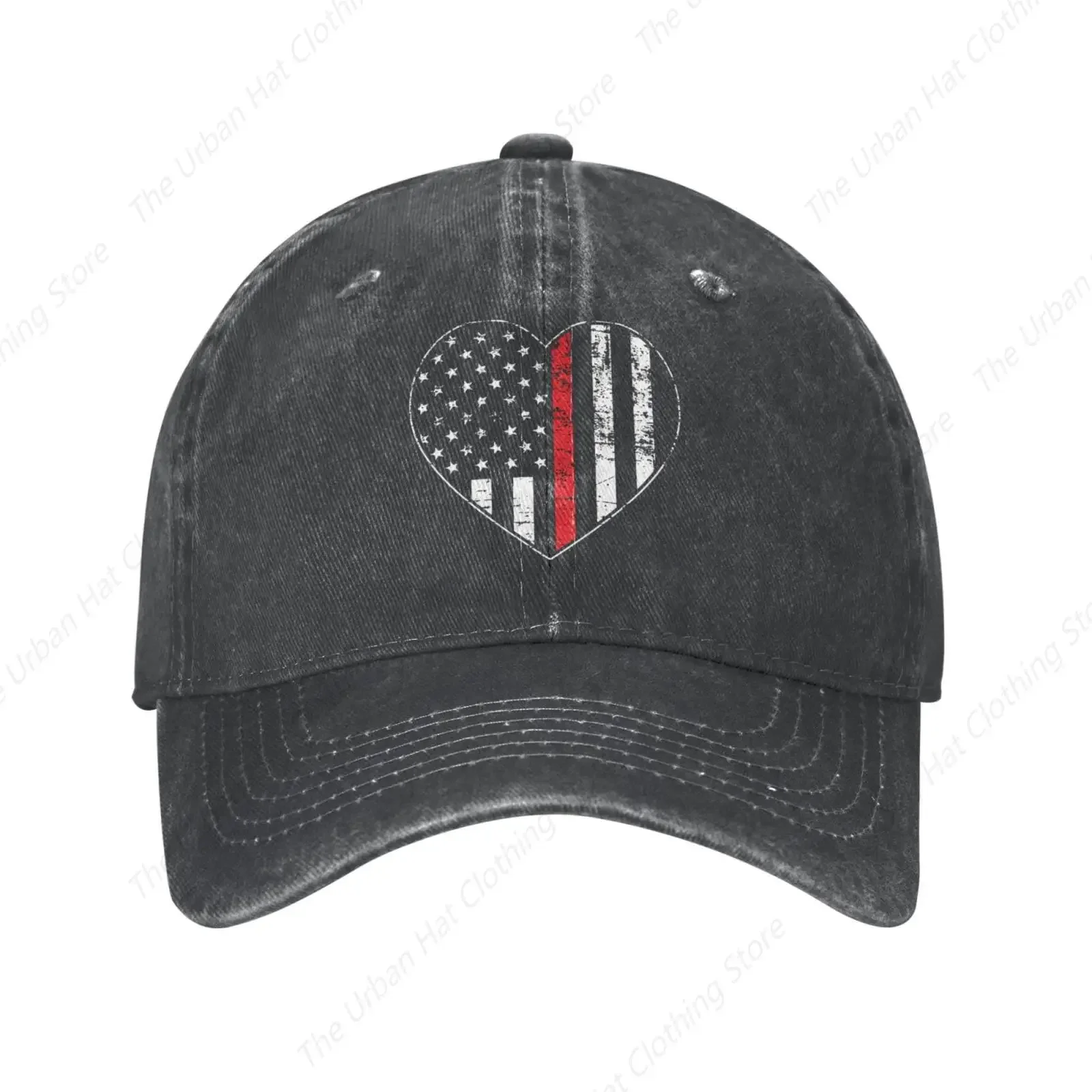 Adult Vintage Trucker Dad Hat,Thin Red Line Firefighter Flag Heart Love,Baseball Cap Funny Cowboy Hat for Man Woman