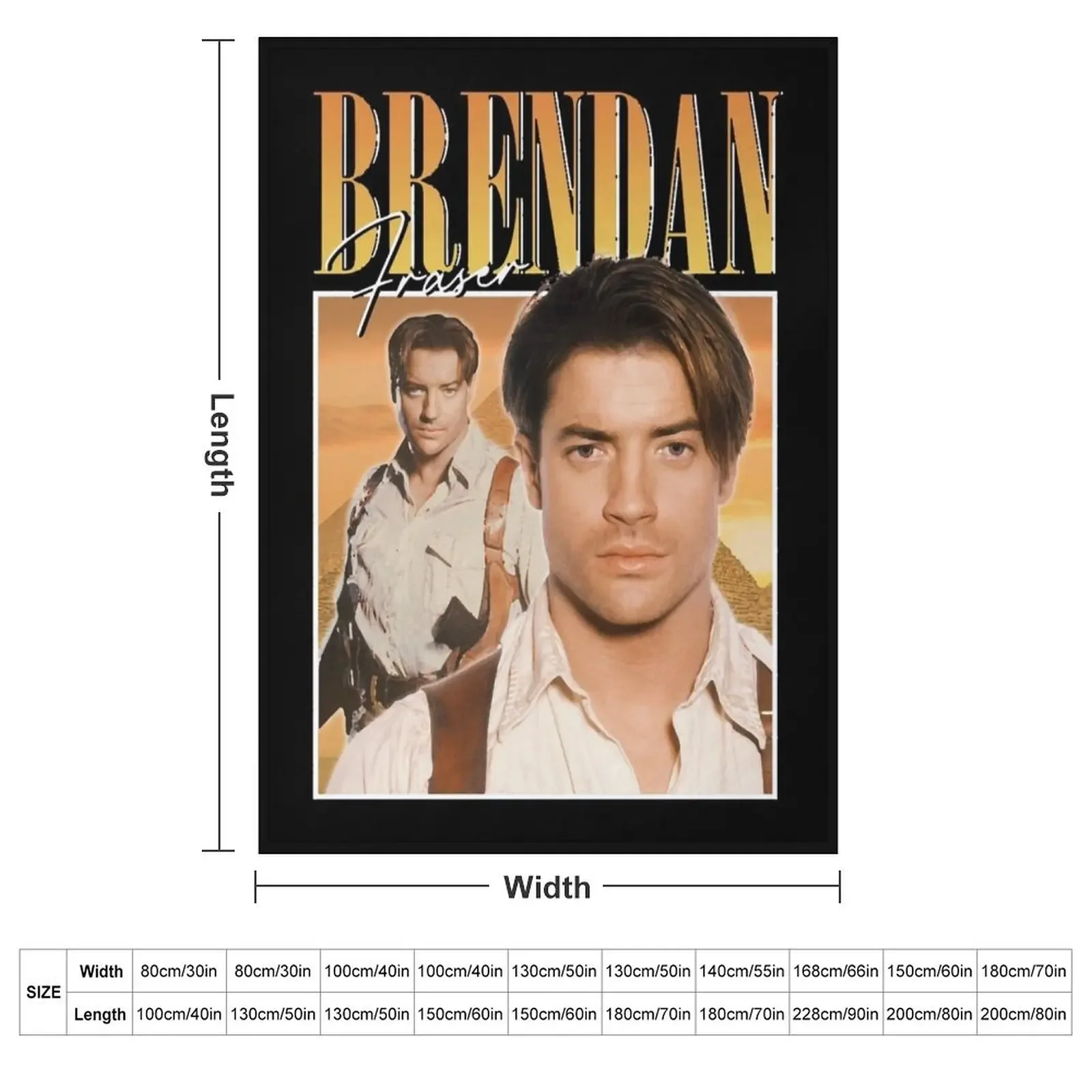 Brendan Fraser 90s style Throw Blanket Soft Big Flannel Fabric anime Blankets