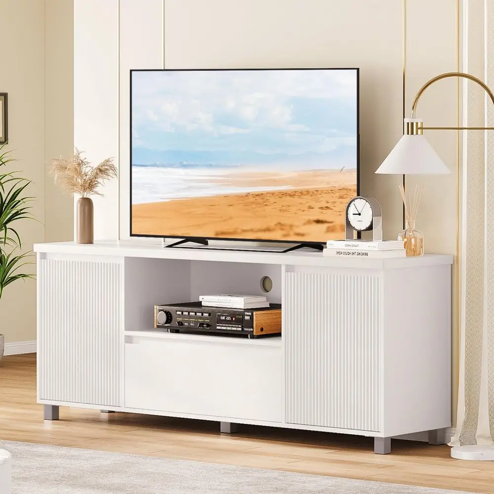 Fluted Tv Stand, Wh…