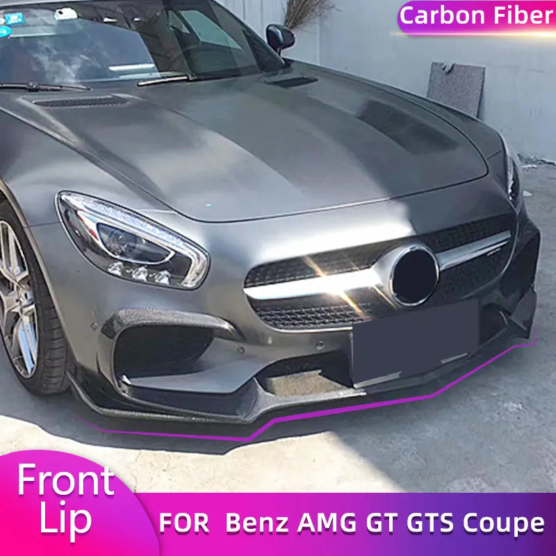 Carbon Fiber Front Bumper Lip Spoiler for Mercedes Benz AMG GT GTS Coupe 2-Door 2015-2017 Racing Front Lip Chin Apron Body Kit