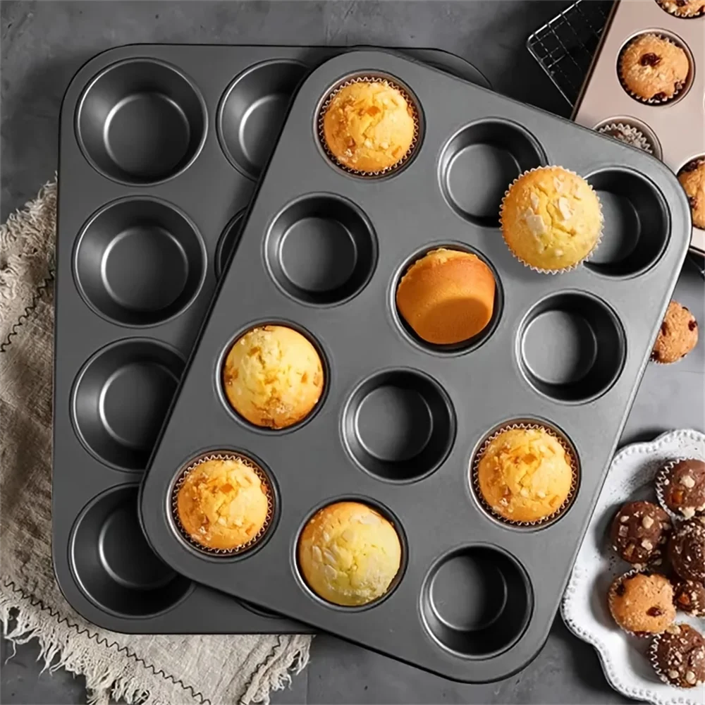 Premium Carbon Steel Muffin Pan,Non-Stick Cupcake Baking Pan,Cupcake Tray,Suitable for Oven Baking Cheesecake,Mille-Feuille