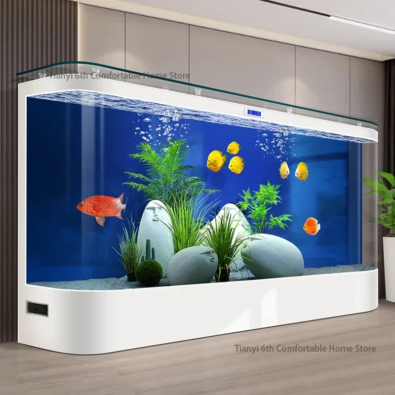 Modern Living Room Aquariums Nordic Circular Arc Fishbowl Viewing in Glass Filtered Water Fashion Home & Garden Аквариум FYFT