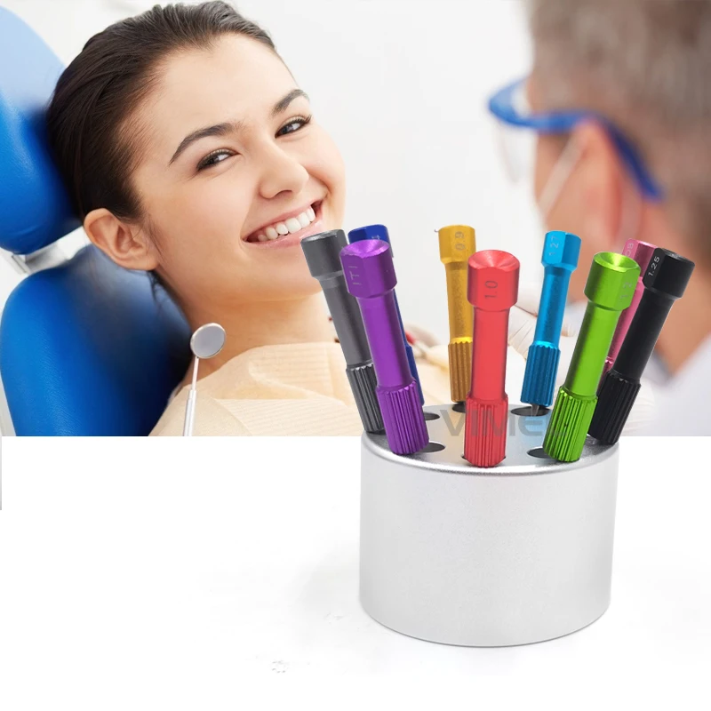 Universal 9-Pcs/Set Dental Implant Screwdriver Kit with Holder Dental Lab Drill Kit for Professional Dental Supplies