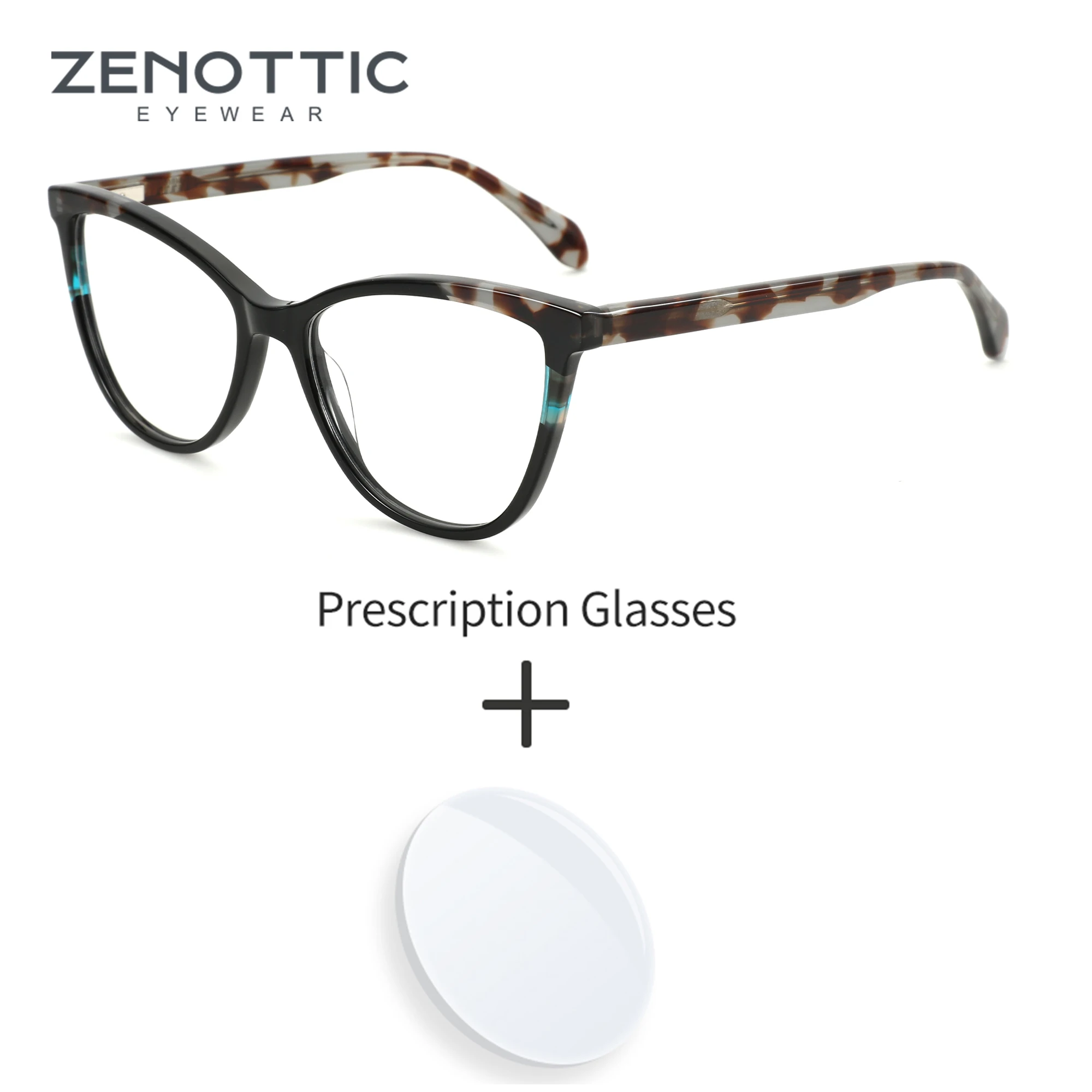 

ZENOTTIC Acetate Prescription Eyeglasses Women Cat Eye Full rim Optical Glasses Myopia Hyperopia Progressive Anti-Blu-ray