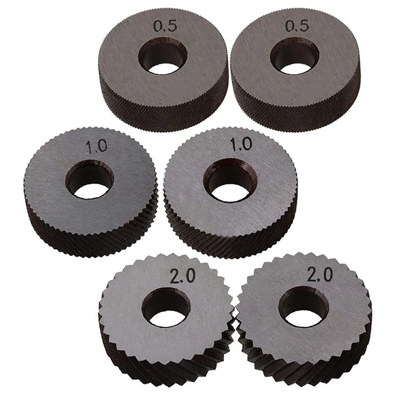 Dupla Roda Knurling Tool Kit, Linear Pitch Knurl Set, Aço Lathe Cutter, 7Pcs, 0.5mm, 1mm, 2mm