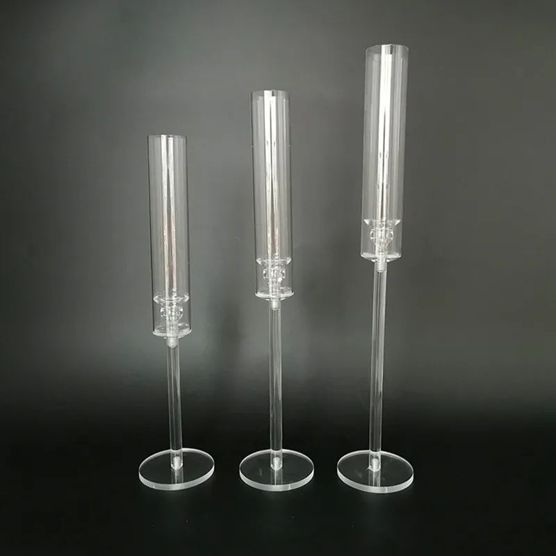 10 sets = 30 pcs clear candlesticks acrylic candlestick centrepieces road lead candlestick centrepieces wedding porps christma