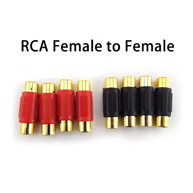 2/4/10pcs gold plated lotus head rca female to rca female cabo de audio rca duplo adapter cable video signal extension adapter