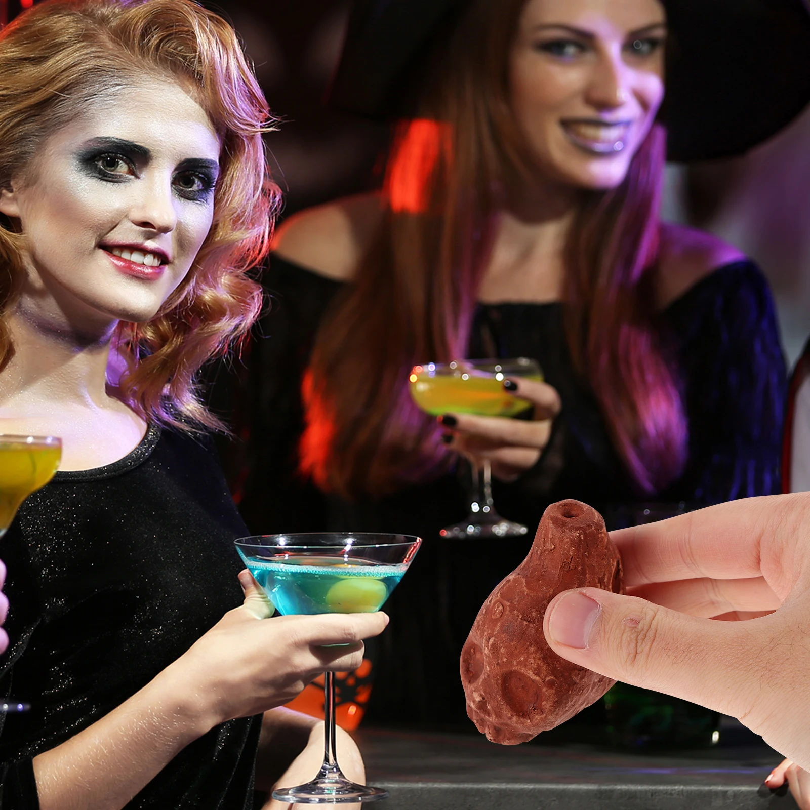 

Мини-керамический череп, свисток смерти, Хэллоуин, вечеринка, шумогенератор, аварийный свисток для выживания, светло-коричневый, жуткий, забавный подарок для детей