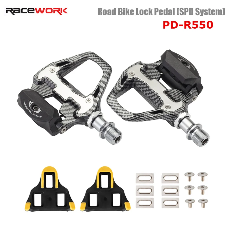 RACEWORK Ultra Light Road Bike Pedal With SH11 Cleat PD-R550 Self-locking Aluminum Bearings Pedal Professional Bicycle Parts