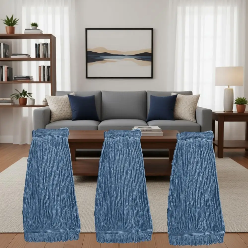 

Прочные синие хлопковые швабры с петлевым креплением, усиленные сменные насадки для влажной уборки (6 штук в упаковке)