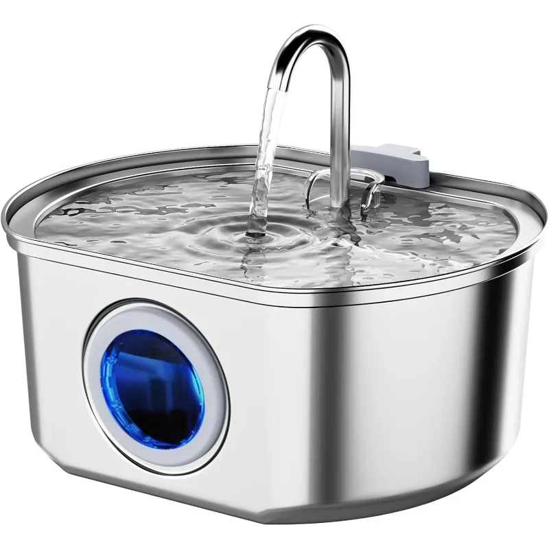 

Cat Water Fountain Stainless Steel: 108oz/3.2L Cat Fountain for Drinking- Pet Water Fountain for Cats Inside - Automatic Cat