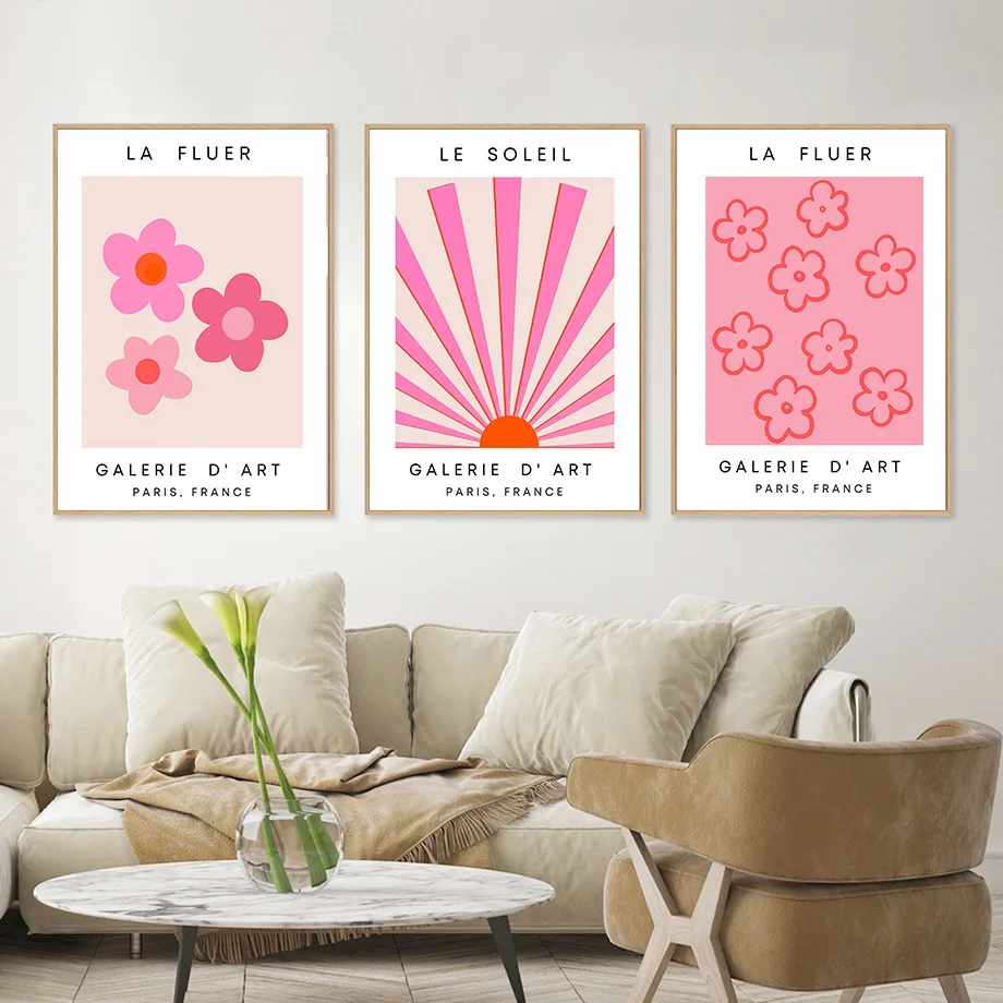 Pink Leopard Tiger Rainbow Flower Wall Art Canvas Painting Abstract Nordic Poster and Prints Wall Pictures for Living Room Decor