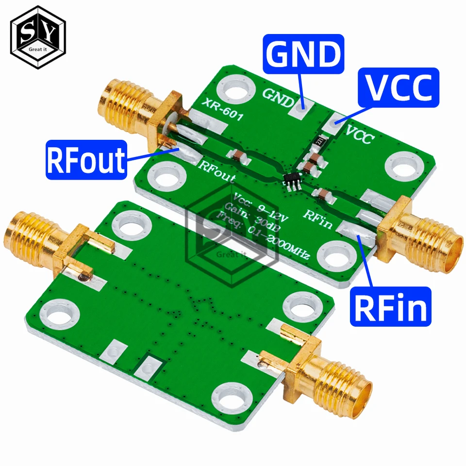 Amplificateur RF Large Bande HiLetgo 0.1-2000MHz 30dB Gain Élevé Faible Bruit LNA Module