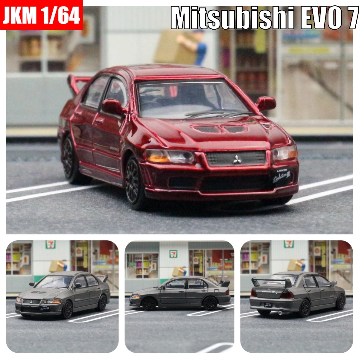 

1:64 Mitsubishi Initial D EVO 7 Ⅶ Miniature Model, JKM 1/64 Premium Toy Car Vehicle Free Wheels Diecast Alloy Collection Gift