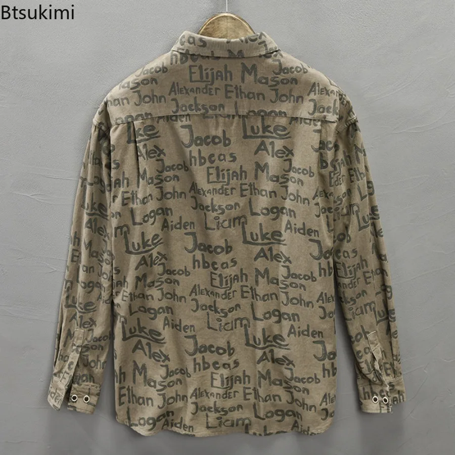 New 2025 Autumn Winter Printed Shirt Men's 100% Cotton Long Sleeved Shirts Versatile Fashion Cool Loose Casual Shirts for Men