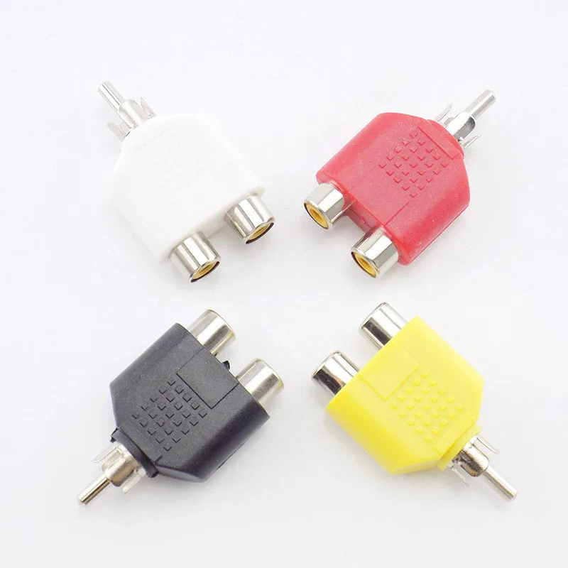 4pcs 3.5mm RCA jack 1 Male to 2 Female Y Splitter AV Audio Video Plug Adapter Converter RCA Plug To Double connectors D3