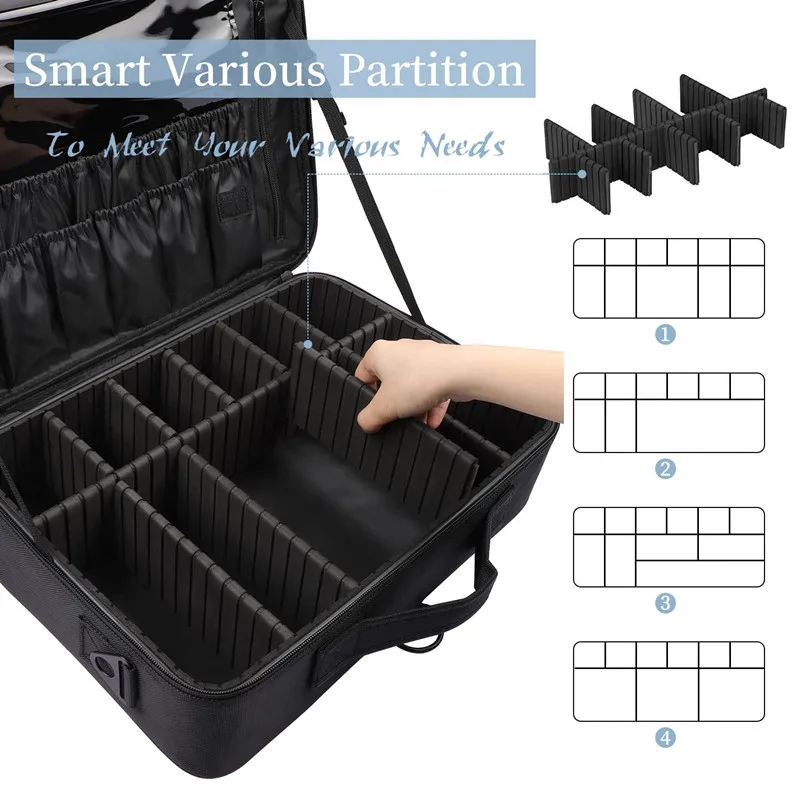 New Portable Makeup Bag Professional Embroidered Nail Art Clapboard Case Toolbox Cosmetic Bags for Women