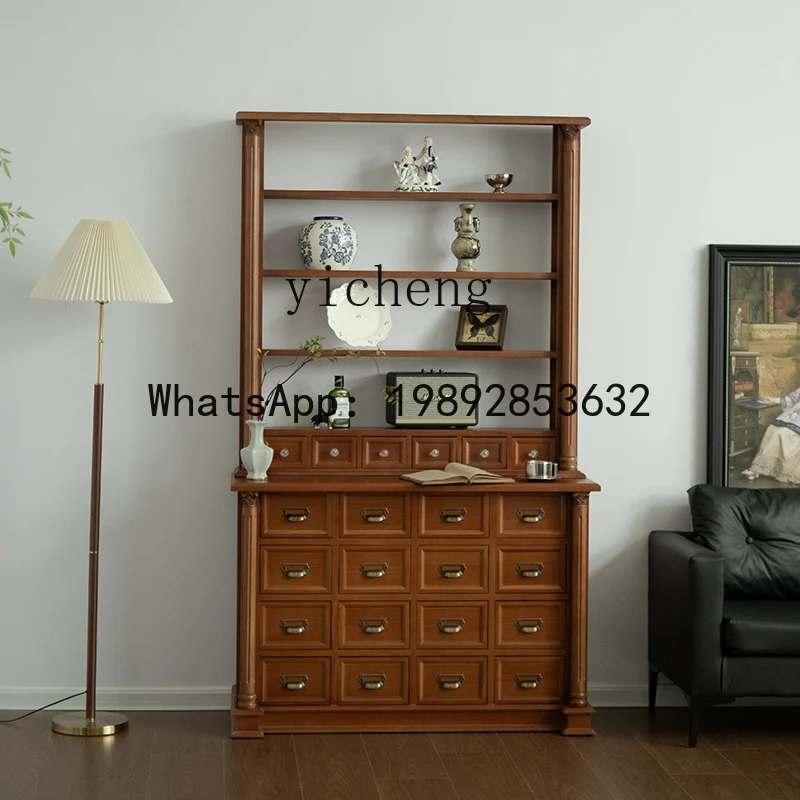 FF  medieval solid wood chest chest drawer storage cabinet living room storage display cabinet